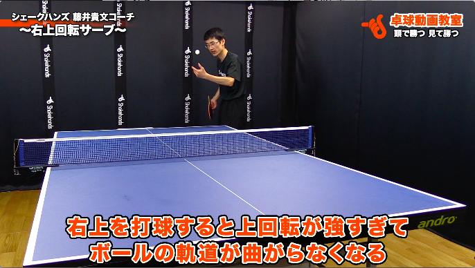 右上回転サーブ シェークハンズ 藤井貴文コーチ
