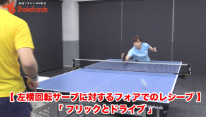 バックサーブのレシーブ。女子選手のドライブとフリックby松澤茉里奈