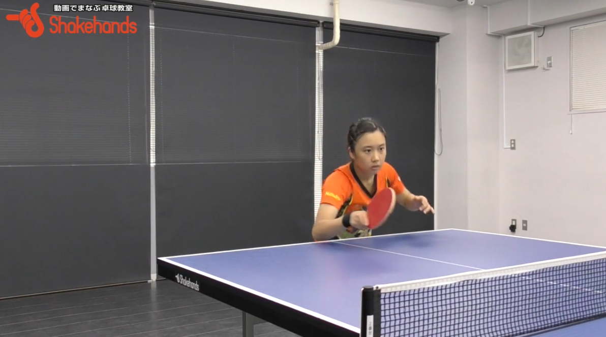 森薗美月のフォアドライブ。ボールをひっぱれば強く打てる