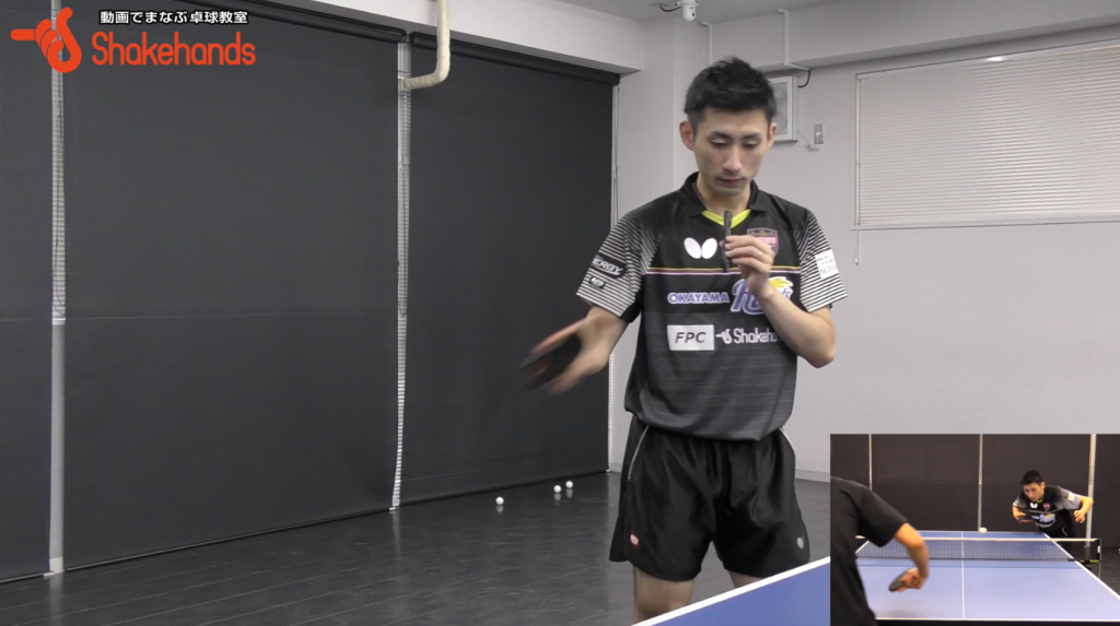 【上田仁】チキータレシーブを3球目攻撃。回転に負けないレシーブ_01