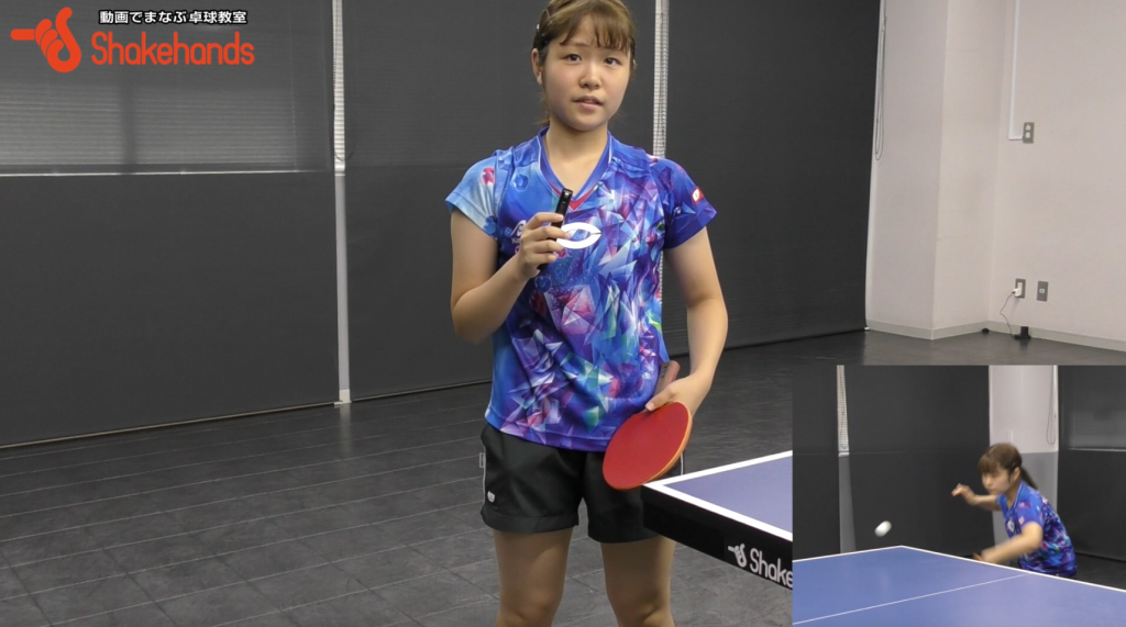 梅村優香の下回転バックドライブ。早い打点のボールの捉え方_00