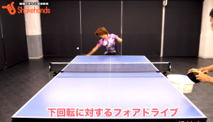 三條裕紀のフォアドライブ。打つコースを隠す!