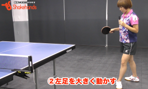 三條裕紀の全面フォアドライブ。体とラケットの良い距離感