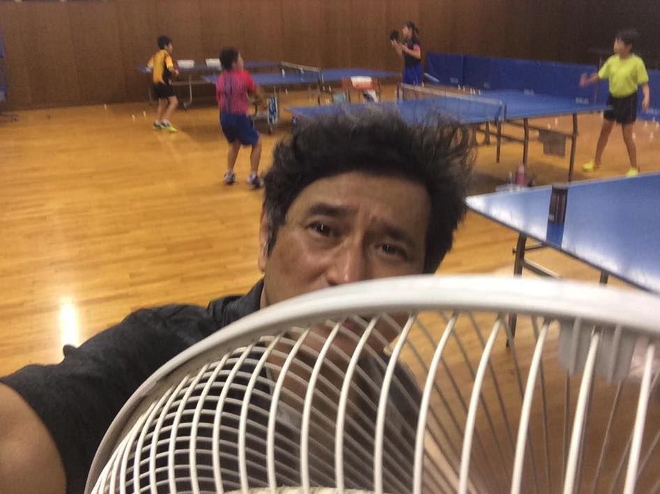 6時間の卓球練習で茹でダコ状態