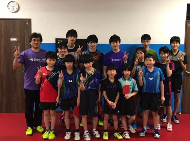 世界ジュニア準優勝、 世界卓球選考会3位宇田幸矢も練習に来てくれました